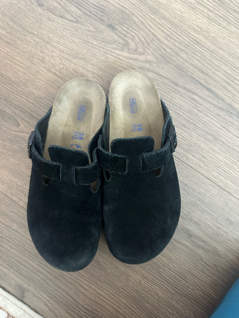 Birkenstock Black Suede Boston Clog Mule Size 38 - Picture 2 of 4